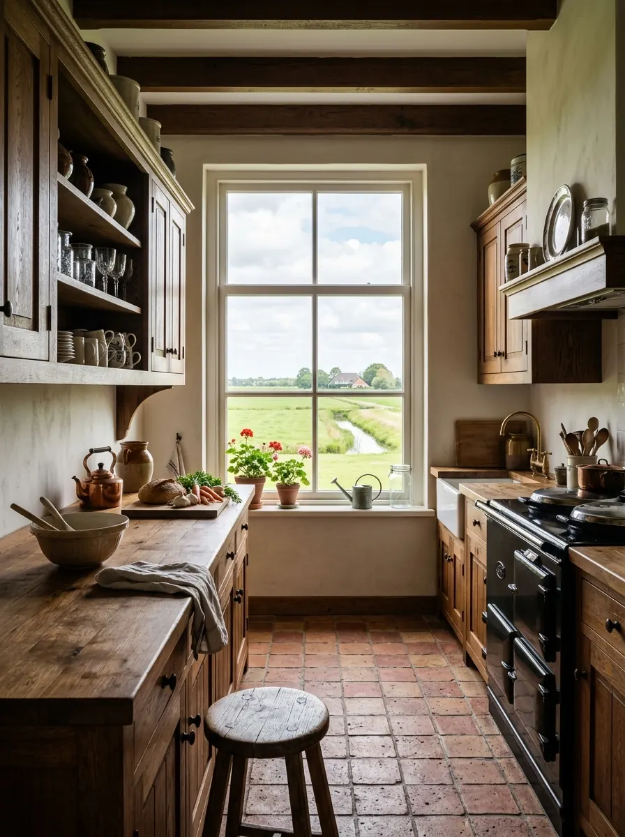 Ruime keuken in een landelijke vrijstaande woning met zicht op groen