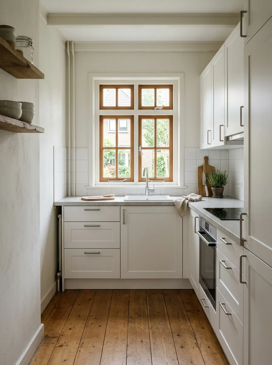 Gerenoveerde keuken in een sobere jarenvijftig woning