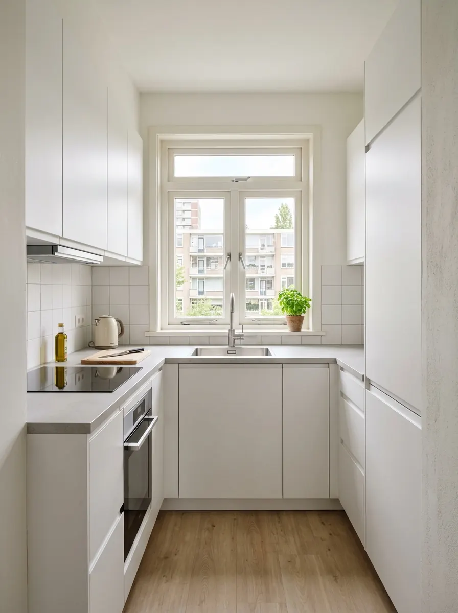Gerenoveerde keuken in een jarenzeventig portiekflat